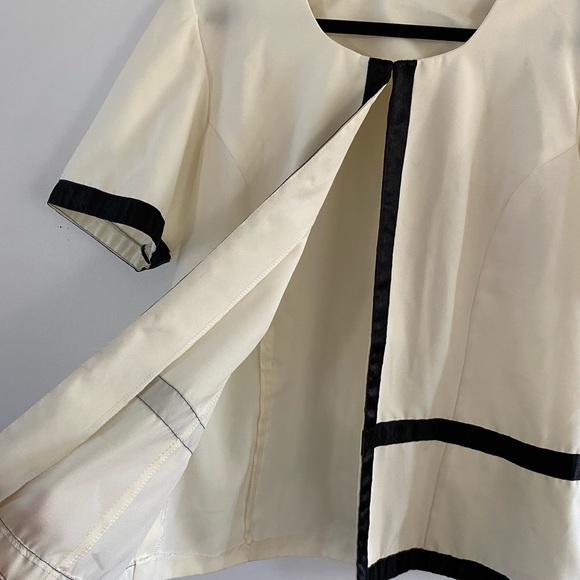 70s/80s handmade cream + black stripe top/cardigan and skirt set - Picture 2 of 8